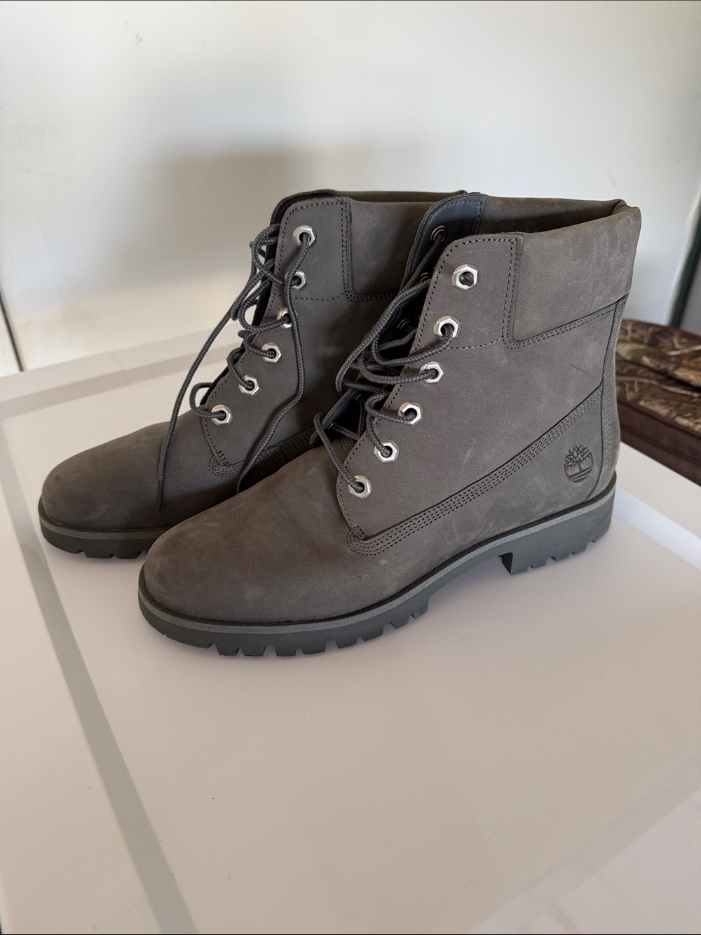 Timberland Women's Grey Nubuck Lace-Up Ankle Boots